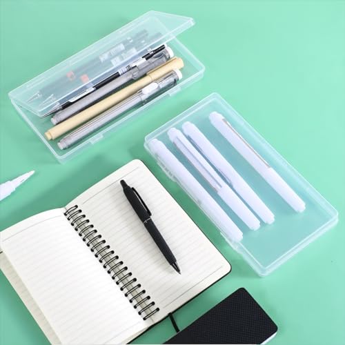 Image of COMNICO 3 Pack Mini Plastic Clear Storage Containers Box, Small Rectangle Empty Organizer Case with Hinged Lid for Collecting Beads Jewelry Business Cards Game Pieces Crafts (6.49 x 3.42 x 0.62Inch)
