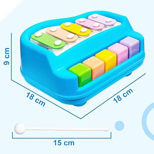 Image of 2-in-1 Xylophone & Piano Toy for Kids | 5 Scale Musical Instrument Toy for Babies 6 Months to 4+ Years | Non-Toxic, Non-Battery Baby Gift for Boys & Girls, Toddlers (0 to 3+ Years)
