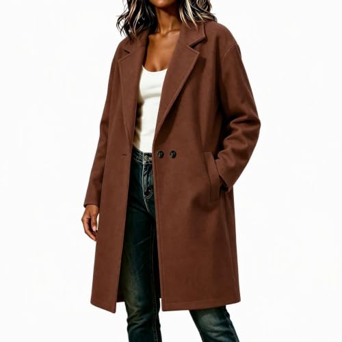 Lainyong Wool Coats for Women Winter Oversized Long Jackets with Pockets - image 3
