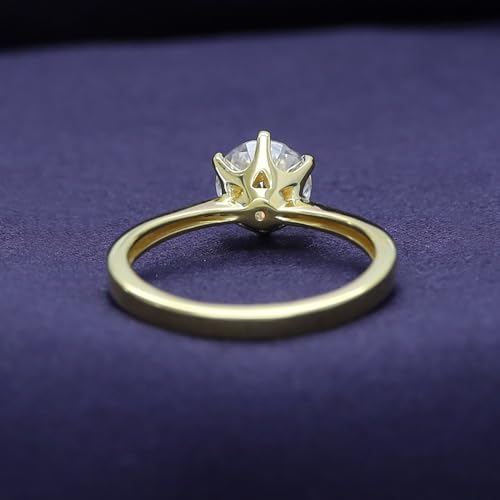 Solitaire Engagement Ring, 6.5MM Round Cut Moissanite or Lab Grown Diamond Solitaire Wedding Promise Ring For Women In 14k Gold Over Sterling Silver4