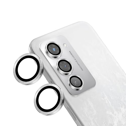 Image of Amazon Brand - Solimo Camera Glass Lens Protector Ring for Redmi 15 5G Case Friendly with Edge to Edge Coverage and Easy Installation (Silver)