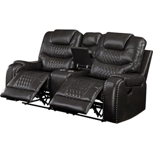 Image of Torque - Mikkel Leatherette Recliner Sofa 3+2+1 Seater Manual Black | Adjustable 6 Seater Recliner with Cup Holder Storage for Living Room Bedroom | 1 Year Warranty