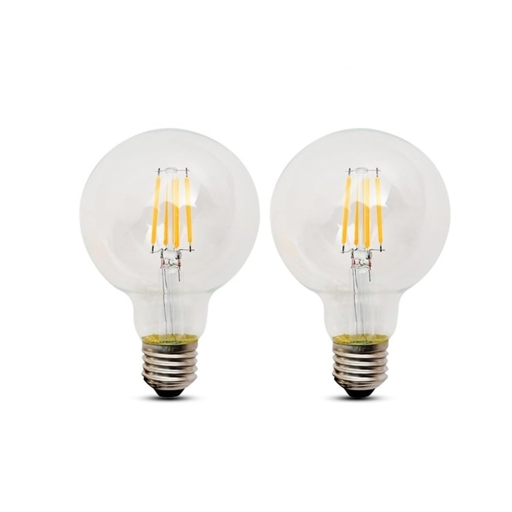 YSJX lighting, Paquete de 6 bombillas de filamento LED E27/E14 AC220V 2W 4W 6W 8W lámpara LED Edison luz de cristal de vela Retro Vintage(E27 G95 8W)