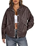 ANRABESS Women Faux Leather Jacket Long Sleeve Button Down Zip Up Motorcycle Biker Coat Fall Outfits Trendy Clothes 2024