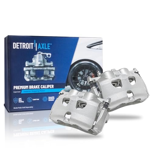 Image of Detroit Axle - 2 Front Brake Calipers for 2010-2011 Ford F-150 | Lincoln Mark LT 2010-2021 Expedition Navigator, Disc Brake Calipers w /Bracket Replacement