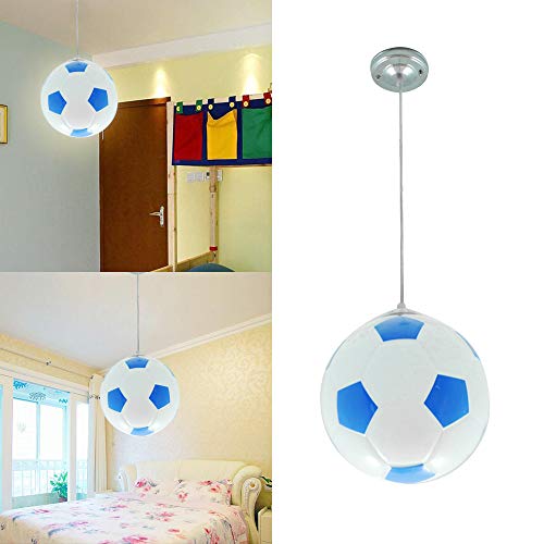 Wankd Lustre Plafonnier Football, Lustre Enfant Garcon Luminaire Football Lustre Chambre Ado Garcon Luminaire Suspension Led E27, 220V, Bleu
