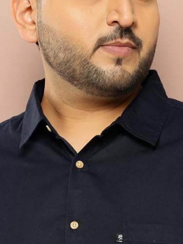 Image of Thomas Scott Men's Premium Slim Fit Casual Shirt | 100% Cotton Twill | Short Sleeves | Spread Collar | Solid Smart Casual Shirt for Men