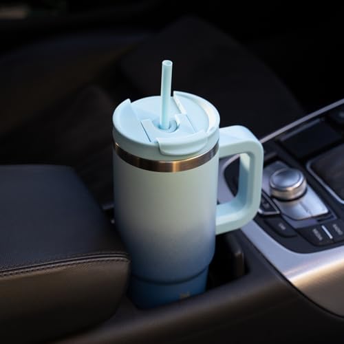 Image of BJPKPK Tumbler With Handle 30 oz Stainless Steel Insulated Tumbler With Lid And Straw For Water Or Ice Coffee,Sky