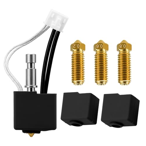 Kobra S1/S1 Combo 3D Printer Extruder 0.4mm Hotend kit with 0.2mm/0.6mm/0.8mm Quick Swap Brass Nozzle and 2x Silicone Sock Compatible with ANYCUBIC Kobra S1/ S1 Combo 3D Printers (Brass)