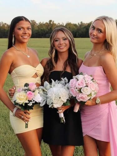 Bekvamlighet Teens Homecoming Dresses Short Satin Sheath Cocktail Dress Sexy Cutout Graduation Party Formal Gown4