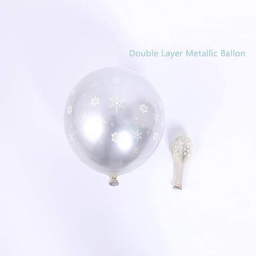 Miniatura 5 de Kit de arco de guirnalda de globos de copo de nieve azul con copos de nieve con globos de látex plateados y azules y blancos, juego para invierno de