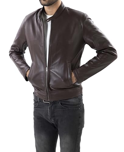 Image of Jild Classical Single Piece Lambskin Leather Jacket Men - Everyday Wear Snap Tab Collar Men's Motorcycle Leather Jacket