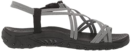 Skechers Womens Reggae - Irie Mon -Multi Strap Toe Thong Sandal, Black/White, 8 #TOP5