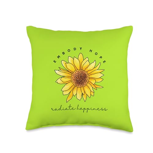 Positive Affirmation Tee Co. Watercolor Sunflower Saying Embody Hope Radiate