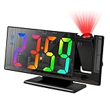 Sveglia digitale per camera da letto, display a LED con temperatura e ora, 12/24 ore, con calendario a specchio, allarme di proiezione in ABS, 20 × 10 × 5 cm, 211 g, per bambini e adulti