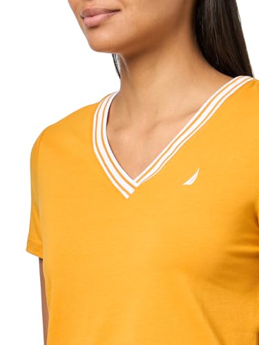 Image of Nautica Women's Solid V-Neck Short Sleeve T-Shirt Shirt