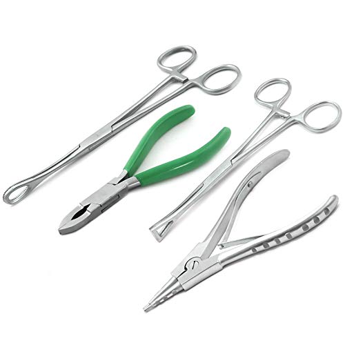 AAProTools Set Of Body Piercing Tools - Bead Ball Capture Ring Pliers Opener Closer Forceps(Green)