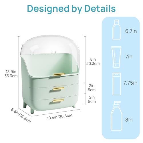 Image of Vtopmart 3-Tier Skincare Makeup Organizer with Lid, Green