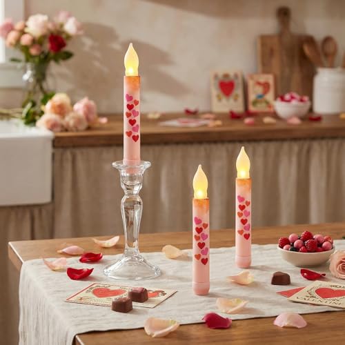Velas conicas de corazon sin llama que evitan manchas de cera en mesas pack de 6 4