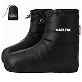Mapleaf シューズカバー ダウンシューズ 防寒 アウトドア用 室内履き ルームシューズ 秋冬用 防風 超軽量 履きやすい メンズ レディース 700FP 丸洗い 登山 テント コンパクト 収納袋付