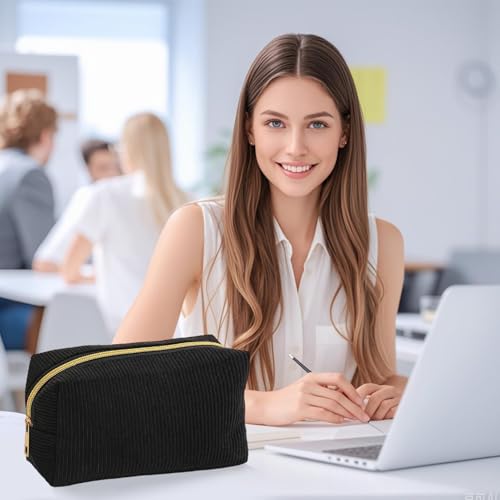 Palaufr Trousse À Crayons en Velours Côtelé, Grande Capacité Trousse Scolaire, avec Fermeture Éclair, Porte-Stylos pour Marqueurs Bureau École Femmes Filles – vue 6