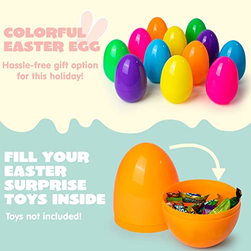 JOYIN 12 Pieces 7" Jumbo Plastic Bright Solid Easter Eggs Assorted Colors for Filling Treats, Easter Theme Party Favor, Easter Eggs Hunt, Basket Stuffers Fillers, Classroom Prize Supplies Toy by JOYIN - Image 4