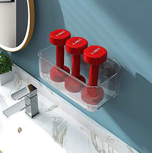 Plastic Wall Mount Organizer Rack Shelf Container Bin Storage Box Holder Basket Hanging Walls/Doors Free Punch For Kitchen, Bathroom, Cabinet, Toilet，Office, Bedroom, Craft Room - Clear (Small) #TOP1