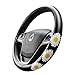 Dotesy Leather Flowers Car Steering Wheel Cover, Fashion Floral Steering Wheel Protector Universal for 36-38cm Anti Slip Auto Interior Decor Protection Accessories for Women