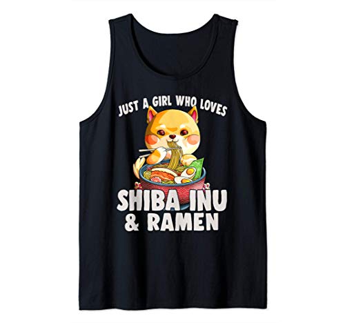 Just a Girl Who Loves Shiba Inu Ramen Kawaii Shiba Noodles Tank Top
