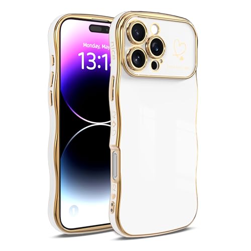 Coque iPhone 16 placage de luxe IAIYOXI rigide blanche avec détails cœurs brillants