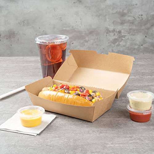 Restaurantware-Bio Tek 6.7 x 3.5 x 3.5 Inch Clamshell Food Containers, 100 Disposable Sandwich Containers - Hinged Lid, Tab-Lock Closure, Kraft Paper Hot Dog Containers, Recyclable, Greaseproof by Restaurantware - Image 7