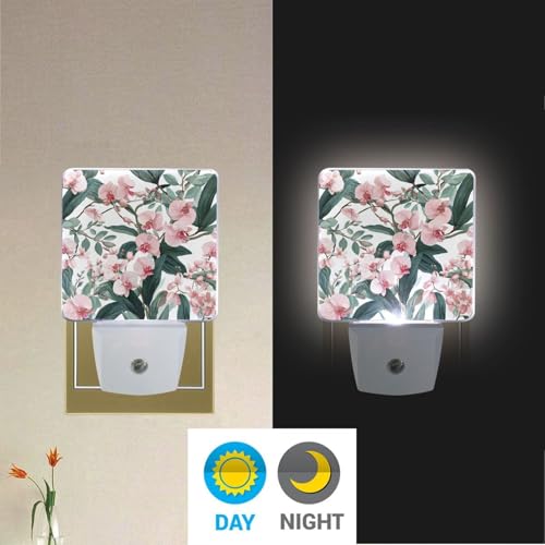 Luz nocturna led con sensor de luz rosa orquídea miniatura 4