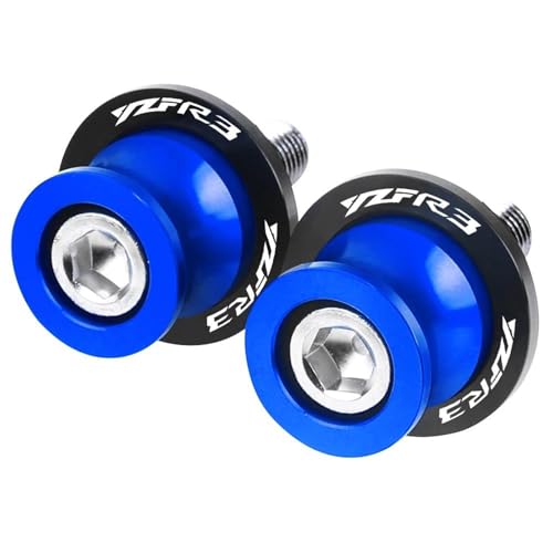 Caballete trasero deslizadores de tornillos mecanizados de 6mm azul para Yamaha YZFR3