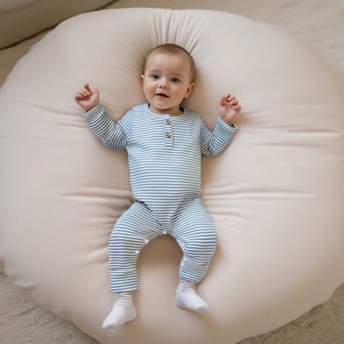 pengnight Newborn Baby Boys Girls Clothes Long Sleeve Ribbed Knit Striped Romper Bodysuit Jumpsuit Hat Coming Home Outfit2