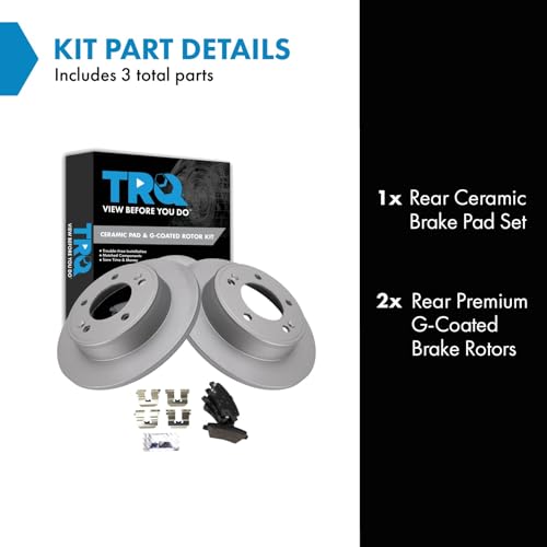 Image of TRQ Rear Brake Pad and Rotor Set Ceramic Coated Rotors Compatible with 2017-2020 Hyundai Elantra 2020-2022 Venue 2020-2022 Kia Soul