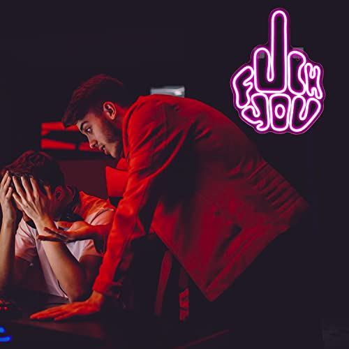 Image of Letters Gesture Neon Signs for Wall Pink LED Neon Lights USB Neon Wall Light Neon Bar Light Up Sign for Bedroom Party Pub Game Zone Decoration