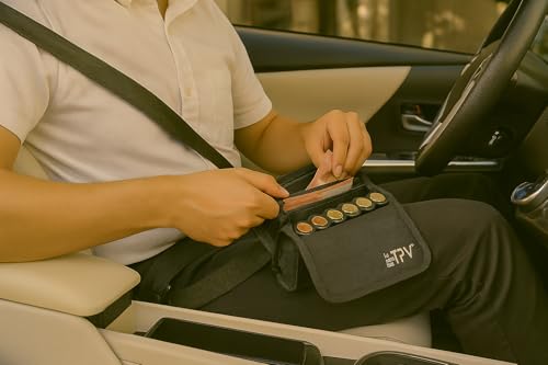 Kellnerbörse mit 8 Münzfächern und 4 Geldschein-Fächern – Kellnertasche mit Portemonnaie – Taxi Geldbörse mit Reißverschluss – Verstellbarer Gurt – Schwarz für Service