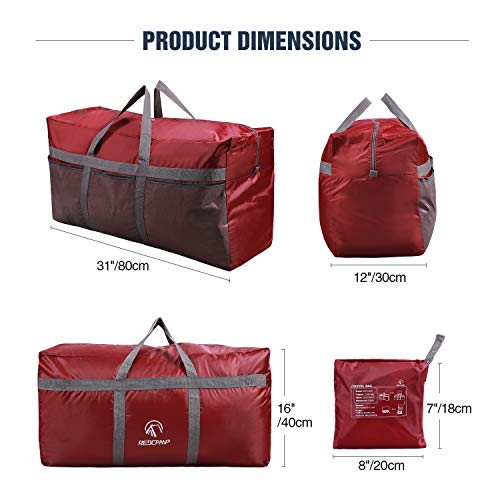 REDCAMP 96L Extra Large Duffle Bag Lightweight, Water Repellency Travel Duffle Bag Foldable for Men Women, Wine Red