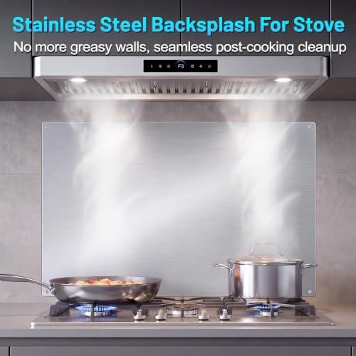 Image of 36 inch x 24 inch Thickened Range Hood Stainless Steel Backsplash for Stove
