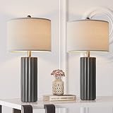 Oneach 24.75'' Farmhouse Ceramic Table Lamp Set of 2 for Bedroom Living Room House Decor Deep Charco