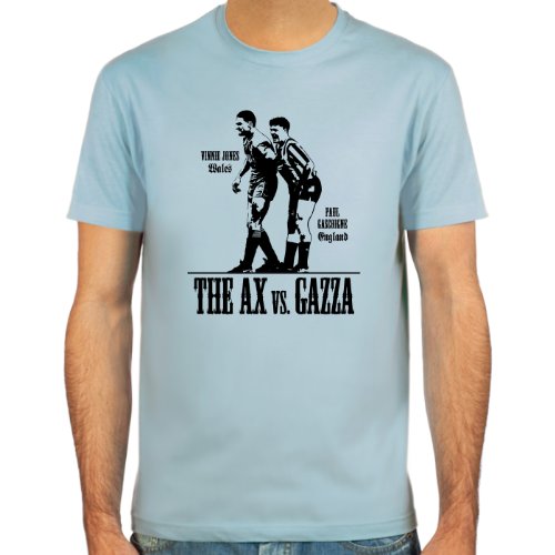 SpielRaum Camiseta Paul Gascoigne vs. Vinnie Jones ::: Color: Azul Claro, Beige, Blanco o Rojo ::: Tallas: S-XXL (Fútbol)