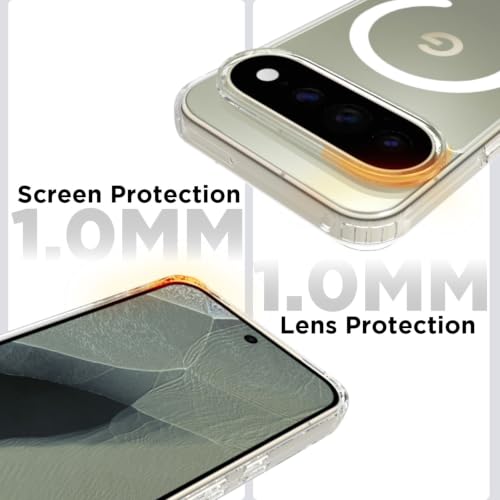 Image of RIGGEAR Shockproof Clear Hybrid Armor Magnetic Back Cover Case Compatible with MagSafe Accessories for Google Pixel 11 Pro XL (Transparent PC and TPU Bumper)