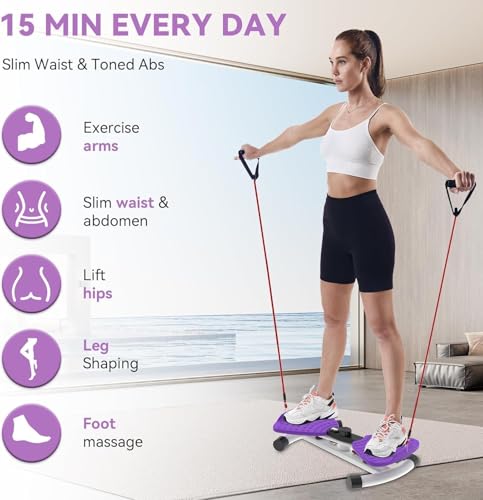 Einstellbare Taille Twister Maschine für Frauen & Männer - geräuschlos Ab Twister Board für Home Gym, 220 lbs Kapazität mit digitaler Anzeige zu verfolgen Zeit,und Kalorien verbrannt(Purple)