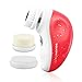 TOUCHBeauty Electric Facial Brush Skin Deep Cleansing Device with 3 Replacement Brush Head, Waterproof Facial Scrubber Exfoliator- Get Rid of Acne,Spot,Blackhead Travel Set Light Red TB-1387