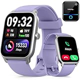 Smart Watches for Women Men, 1.85” HD Touchscreen Fitness Tracker with Call & Message Alerts, 24/7 Heart Rate/Sleep Monitor,100+ Sport Modes, 2ATM Waterproof Smart Watch for Android iPhone (Purple)