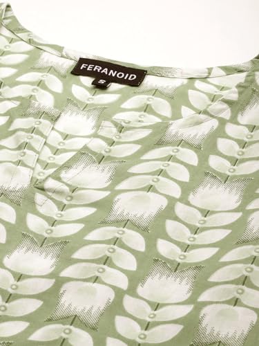 Image of feranoid Designer V-Neck Short Straight Kurti with 3Quarter Sleeves