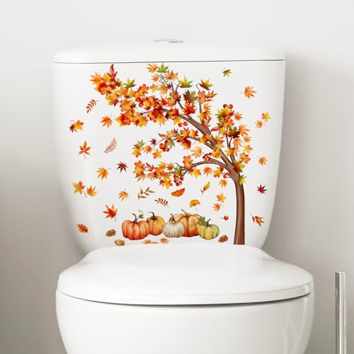 Calcomanía autoadhesiva para pared de baño y cisterna impermeable de otoño 5