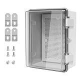 LMioEtool ABS Plastic Dustproof Waterproof IP65 Junction Box Hinged Shell Universal Electrical Project Enclosure Gray, with PC Transparent Clear Cover 8.7 x 6.7 x 4.3inch(220 x170 x110mm)
