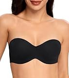 HACI Women's Minimizer Strapless Bra Anti-Slip Underwire Bandeau for Plus Size Seamless Support(Black,36B)