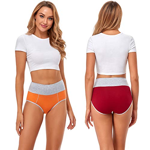 Image of Womens Underwear,Cotton Mid Waist No Muffin Top Full Coverage Brief Ladies Panties Lingerie Undergarments for Women Multipack